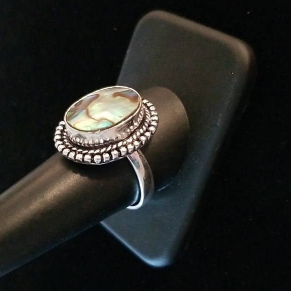 Abalone Oval Ring in Dotted Setting - Picture 2 of 5